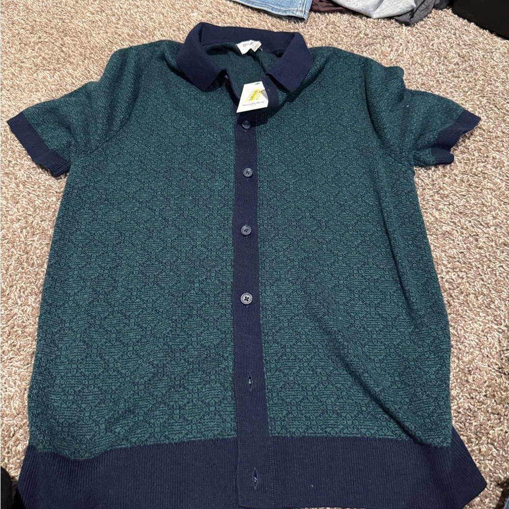 🍪Men's Green and Navy full button sweater